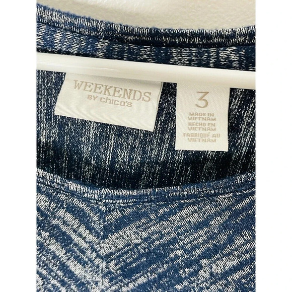 Weekends by Chicos Women Asymmetrical Knit Sweater Sz 3 Lightweight Blue Stretch - Picture 4 of 9